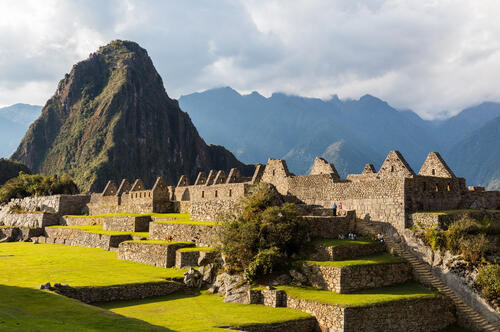 View of the ancient houses of Machu Picchu